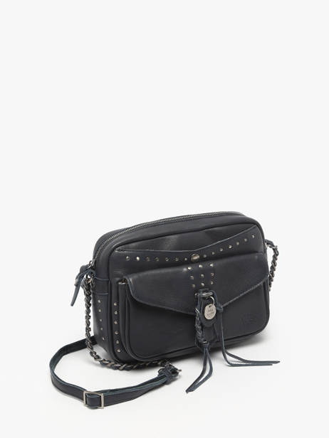 Cross Body Tas Vintage Leder Mila louise Blauw vintage 3327CL ander zicht 1